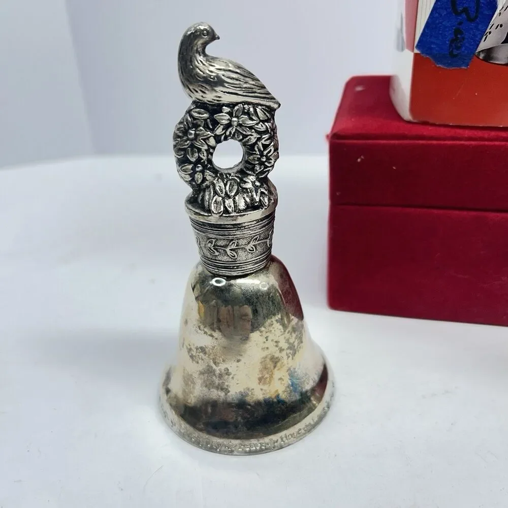 2 Vintage Silverplated Christmas Bells 2000 Dove & 2002 Santa Father Christmas